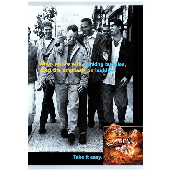 1994 Southern Comfort Whiskey Vintage Print Ad Men Buddies City Street Wall Art - Picture 1 of 2